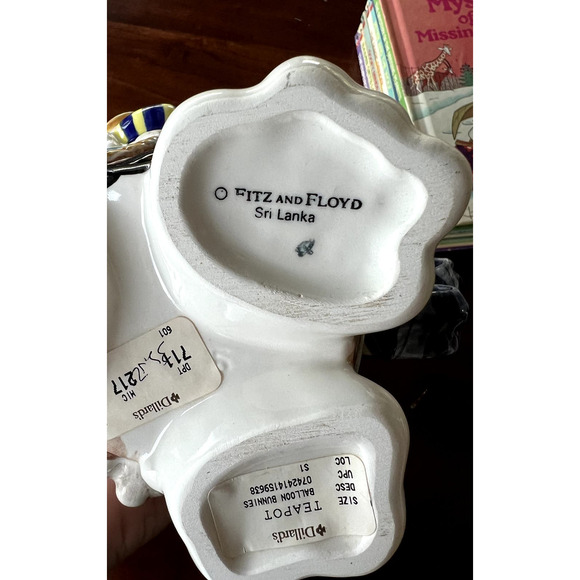 Fitz & Floyd Ballooning Bunnies Hot Air Balloon Sailboat Teapot 1995 Rare - Picture 7 of 9